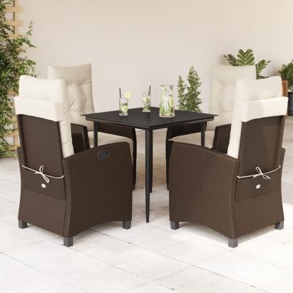 Set mobilier de grădină, 5 piese, cu perne, maro, poliratan GartenMobel Dekor