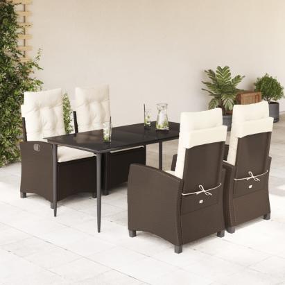 Set mobilier de grădină, 5 piese, cu perne, maro, poliratan GartenMobel Dekor