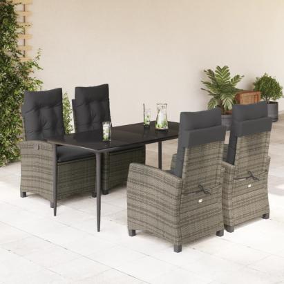 Set mobilier de grădină cu perne, 5 piese, gri, poliratan GartenMobel Dekor
