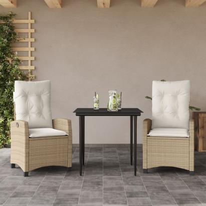 Set mobilier de grădină cu perne, 3 piese, bej, poliratan GartenMobel Dekor