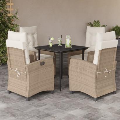 Set mobilier de grădină cu perne, 5 piese, bej, poliratan GartenMobel Dekor