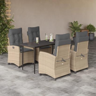 Set mobilier pentru grădină, 5 piese, cu perne, bej, poliratan GartenMobel Dekor