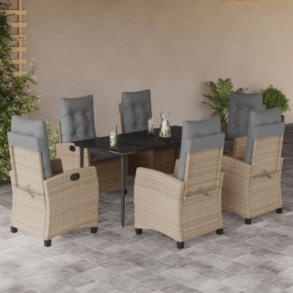 Set mobilier pentru grădină, 7 piese, cu perne, bej, poliratan GartenMobel Dekor