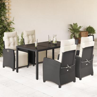 Set mobilier de grădină cu perne, 5 piese, negru, poliratan GartenMobel Dekor