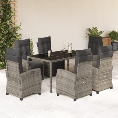Set mobilier de grădină cu perne, 7 piese, gri, poliratan GartenMobel Dekor