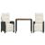 Set mobilier de grădină cu perne, 3 piese, negru, poliratan GartenMobel Dekor
