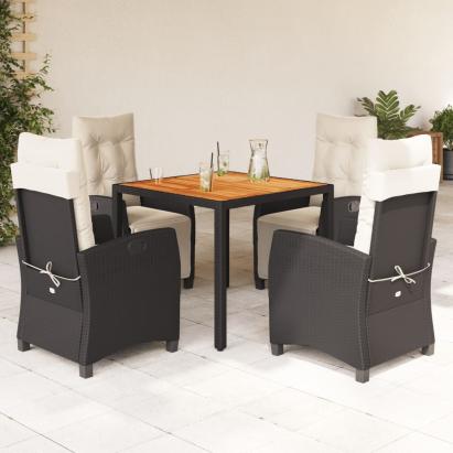Set mobilier de grădină cu perne, 5 piese, negru, poliratan GartenMobel Dekor