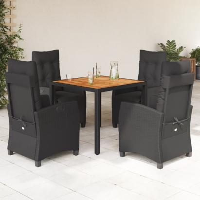 Set mobilier de grădină cu perne, 5 piese, negru, poliratan GartenMobel Dekor