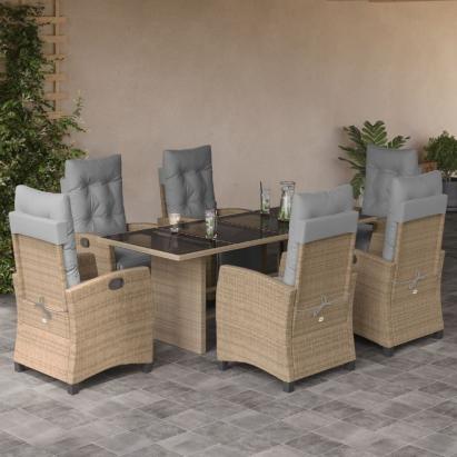 Set mobilier pentru grădină, 7 piese, cu perne, bej, poliratan GartenMobel Dekor