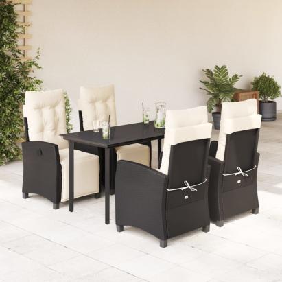 Set mobilier de grădină cu perne, 5 piese, negru, poliratan GartenMobel Dekor