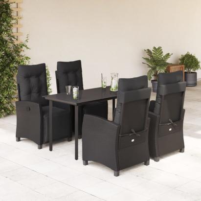 Set mobilier de grădină cu perne, 5 piese, negru, poliratan GartenMobel Dekor