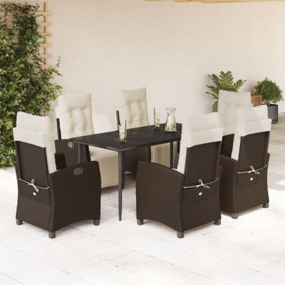 Set mobilier de grădină cu perne, 7 piese, maro, poliratan GartenMobel Dekor