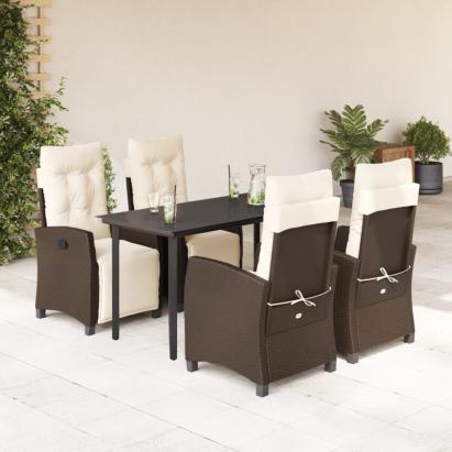 Set mobilier de grădină, 5 piese, cu perne, maro, poliratan GartenMobel Dekor