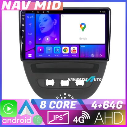Navigatie Citroen C1 Peugeot 107 Toyota Aygo 2005-2014 Octa Core EDOTEC-LITE Android Ecran 720P Octa Core 4+64 Carplay  Android auto v2