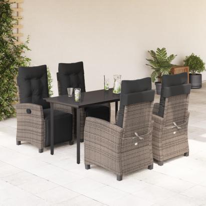 Set mobilier de grădină cu perne, 5 piese, gri, poliratan GartenMobel Dekor
