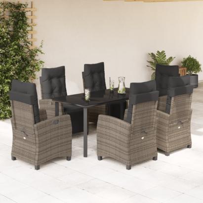Set mobilier de grădină cu perne, 7 piese, gri, poliratan GartenMobel Dekor