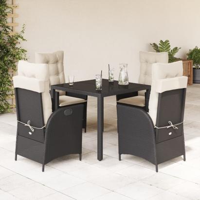 Set mobilier de grădină cu perne, 5 piese, negru, poliratan GartenMobel Dekor