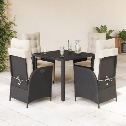 Set mobilier de grădină cu perne, 5 piese, negru, poliratan GartenMobel Dekor