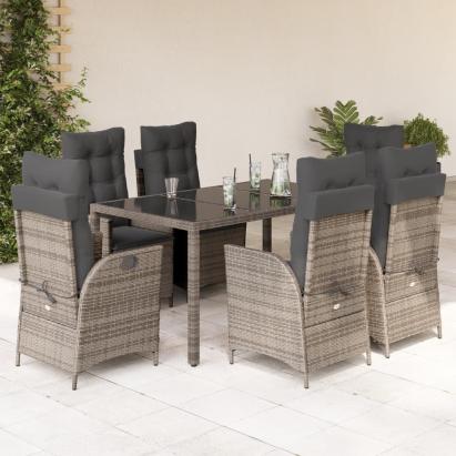Set mobilier de grădină cu perne, 7 piese, gri, poliratan GartenMobel Dekor