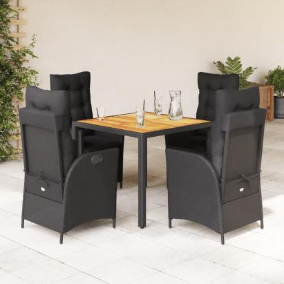 Set mobilier de grădină cu perne, 5 piese, negru, poliratan GartenMobel Dekor