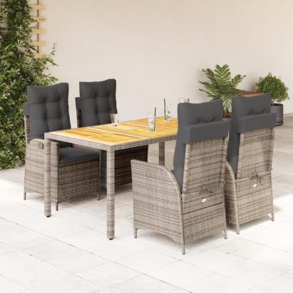 Set mobilier de grădină cu perne, 5 piese, gri, poliratan GartenMobel Dekor