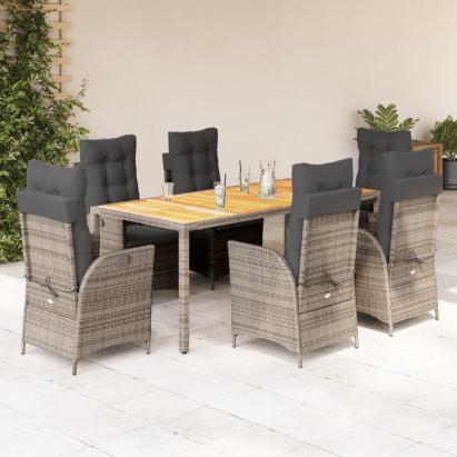 Set mobilier de grădină cu perne, 7 piese, gri, poliratan GartenMobel Dekor