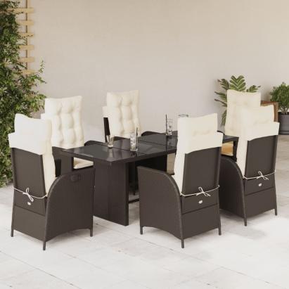 Set mobilier de grădină cu perne, 7 piese, maro, poliratan GartenMobel Dekor