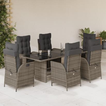 Set mobilier de grădină cu perne, 7 piese, gri, poliratan GartenMobel Dekor