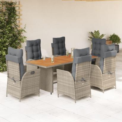 Set mobilier de grădină cu perne, 7 piese, gri, poliratan GartenMobel Dekor