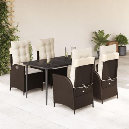 Set mobilier de grădină, 5 piese, cu perne, maro, poliratan GartenMobel Dekor