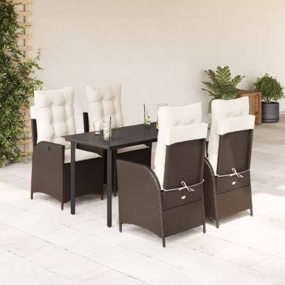 Set mobilier de grădină, 5 piese, cu perne, maro, poliratan GartenMobel Dekor