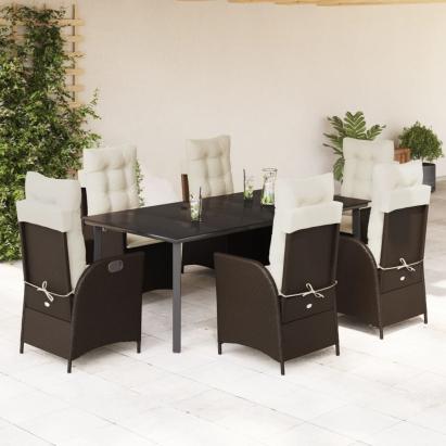 Set mobilier de grădină cu perne, 7 piese, maro, poliratan GartenMobel Dekor