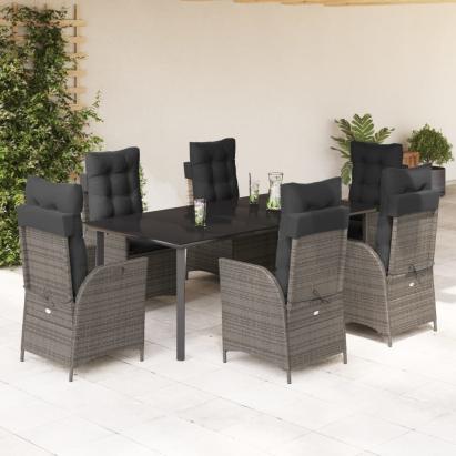Set mobilier de grădină cu perne, 7 piese, gri, poliratan GartenMobel Dekor