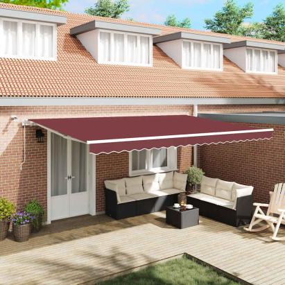 Copertina retractabilă automat cu LED, vișiniu, 500x300 cm GartenMobel Dekor