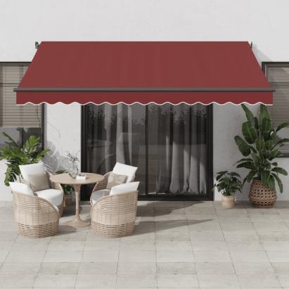 Copertina retractabilă automat cu LED-uri, vișiniu, 400x350 cm GartenMobel Dekor