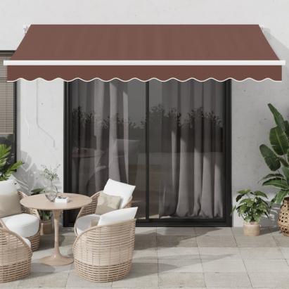 Copertina retractabilă automat cu LED, maro, 350x250 cm GartenMobel Dekor