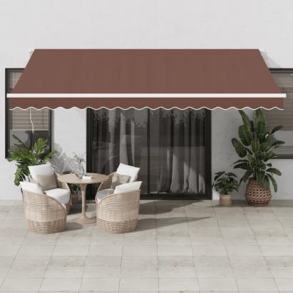 Copertina retractabilă manual cu LED, maro, 450x350 cm GartenMobel Dekor