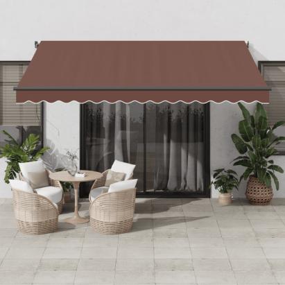 Copertina retractabilă automat cu LED-uri, maro, 400x350 cm GartenMobel Dekor