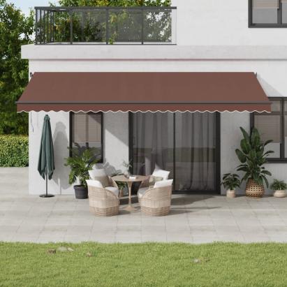 Copertina retractabilă manual, maro, 600x350 cm GartenMobel Dekor