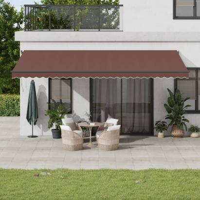 Copertina retractabilă automat cu LED-uri, maro, 600x350 cm GartenMobel Dekor