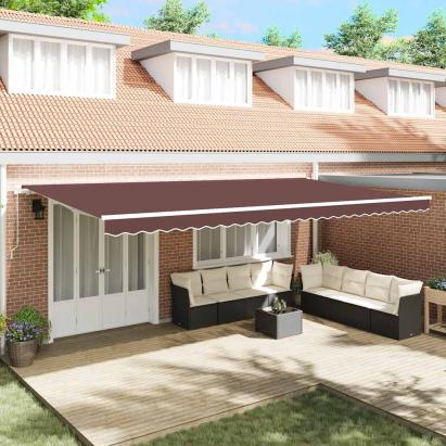 Copertină retractabilă manual, maro, 600x300 cm GartenMobel Dekor