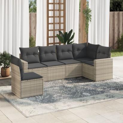 Set canapele de grădină cu perne, 6 piese gri deschis poliratan GartenMobel Dekor