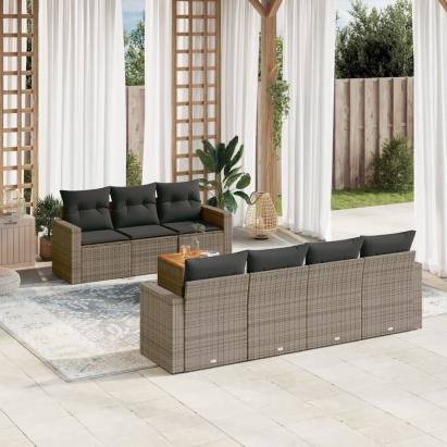 Set canapele de grădină cu perne, 8 piese, gri, poliratan GartenMobel Dekor