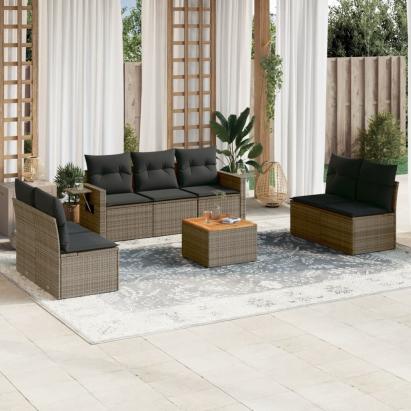 Set canapele de grădină cu perne, 8 piese, gri, poliratan GartenMobel Dekor