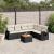 Set canapele de grădină cu perne, 7 piese, negru, poliratan GartenMobel Dekor