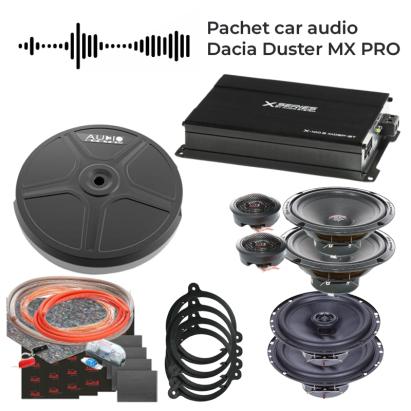 Pachet car audio Dacia Duster MX PRO cu DSP, subwoofer activ si difuzoare