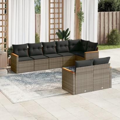 Set canapele de grădină cu perne, 8 piese, gri, poliratan GartenMobel Dekor