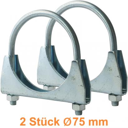 Clapete de evacuare U-bolt de 75mm, clemă pentru țeavă, universală, 2 bucăți Performance AutoTuning