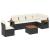 Set canapele de grădină cu perne, 7 piese, negru, poliratan GartenMobel Dekor