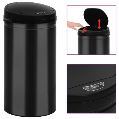 Coș de gunoi automat cu senzor, 50 L, negru, oțel carbon GartenMobel Dekor